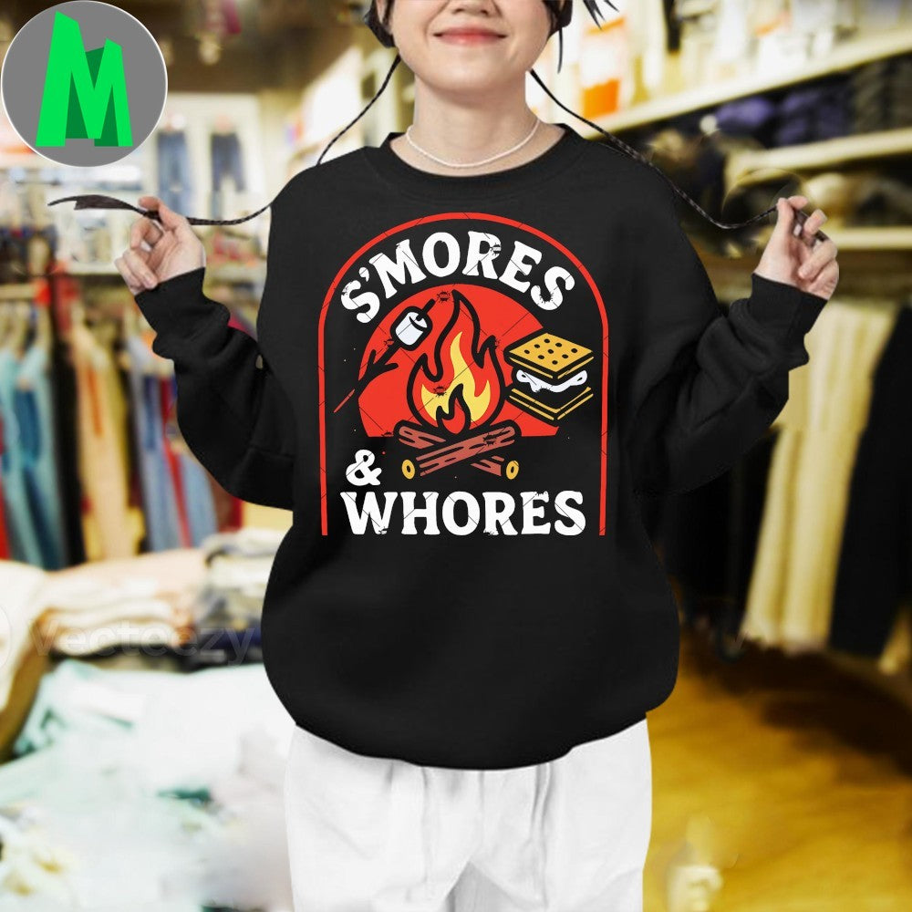 Original S’Mores And Whores Marshmallows Campfire Camping Shirt