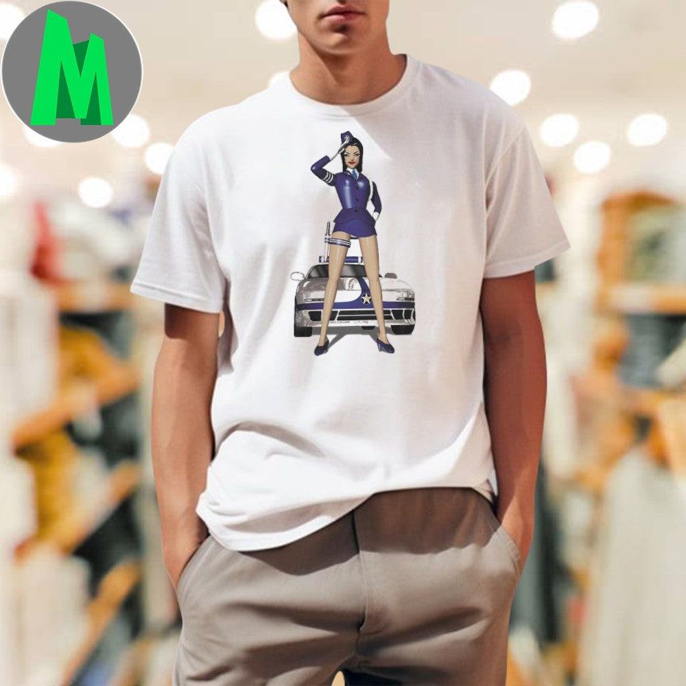 Original Sabukaru Y2K Police Girl Graphic T-Shirt
