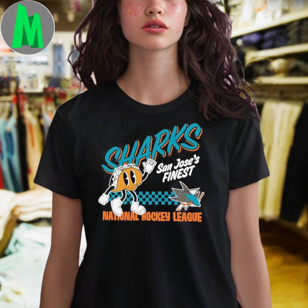 Original San Jose Sharks Mitchell & Ness Black Local Food T-Shirt