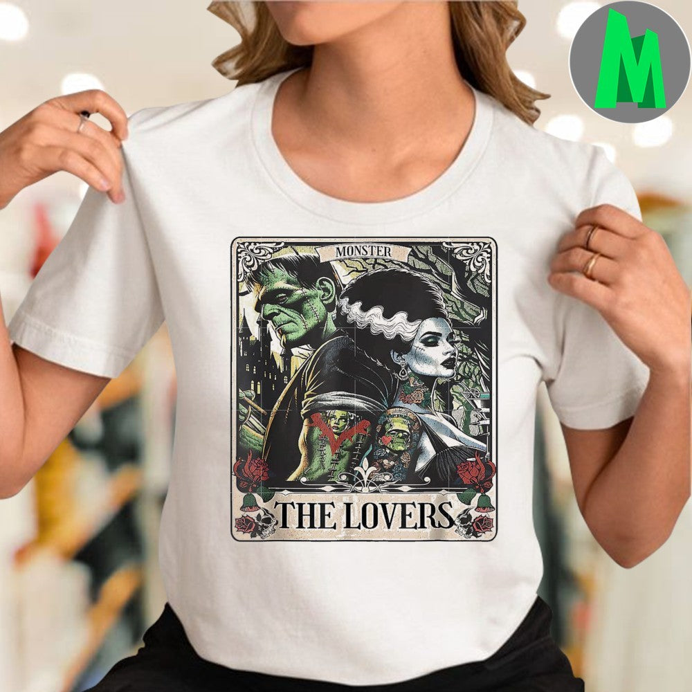 Original The Monster Frankenstein And Bride The Lovers Tarot Card Shirt