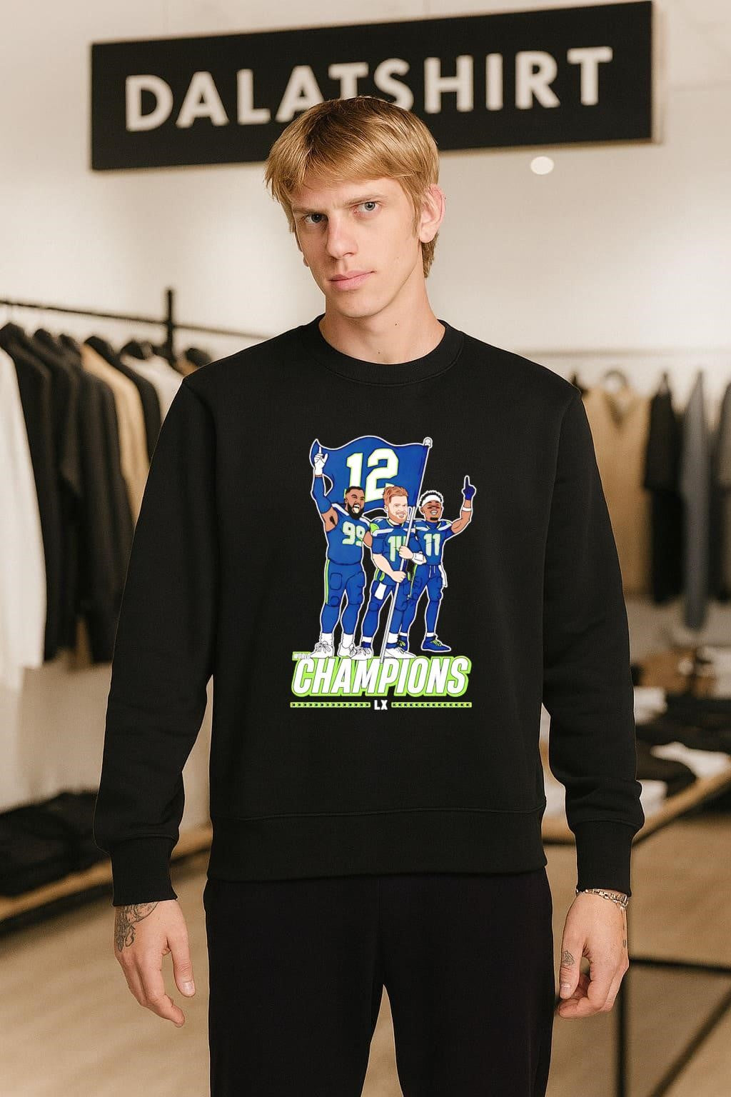 Original World Champions LX Seahawks Players Holding 12 Flag shirt