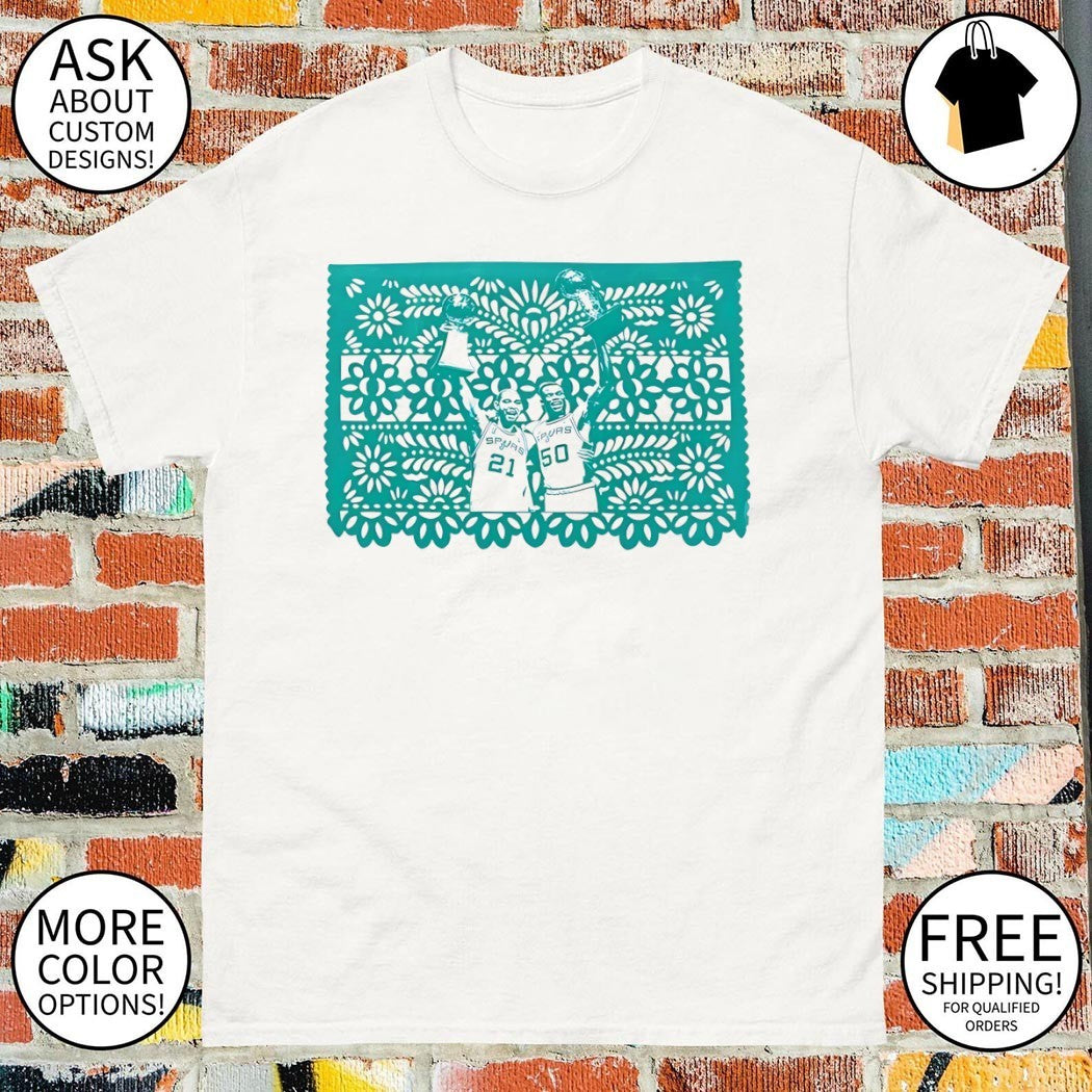 Papel Picado Tim Duncan David Robinson San Antonio Spurs Basketball NBA vintage shirt