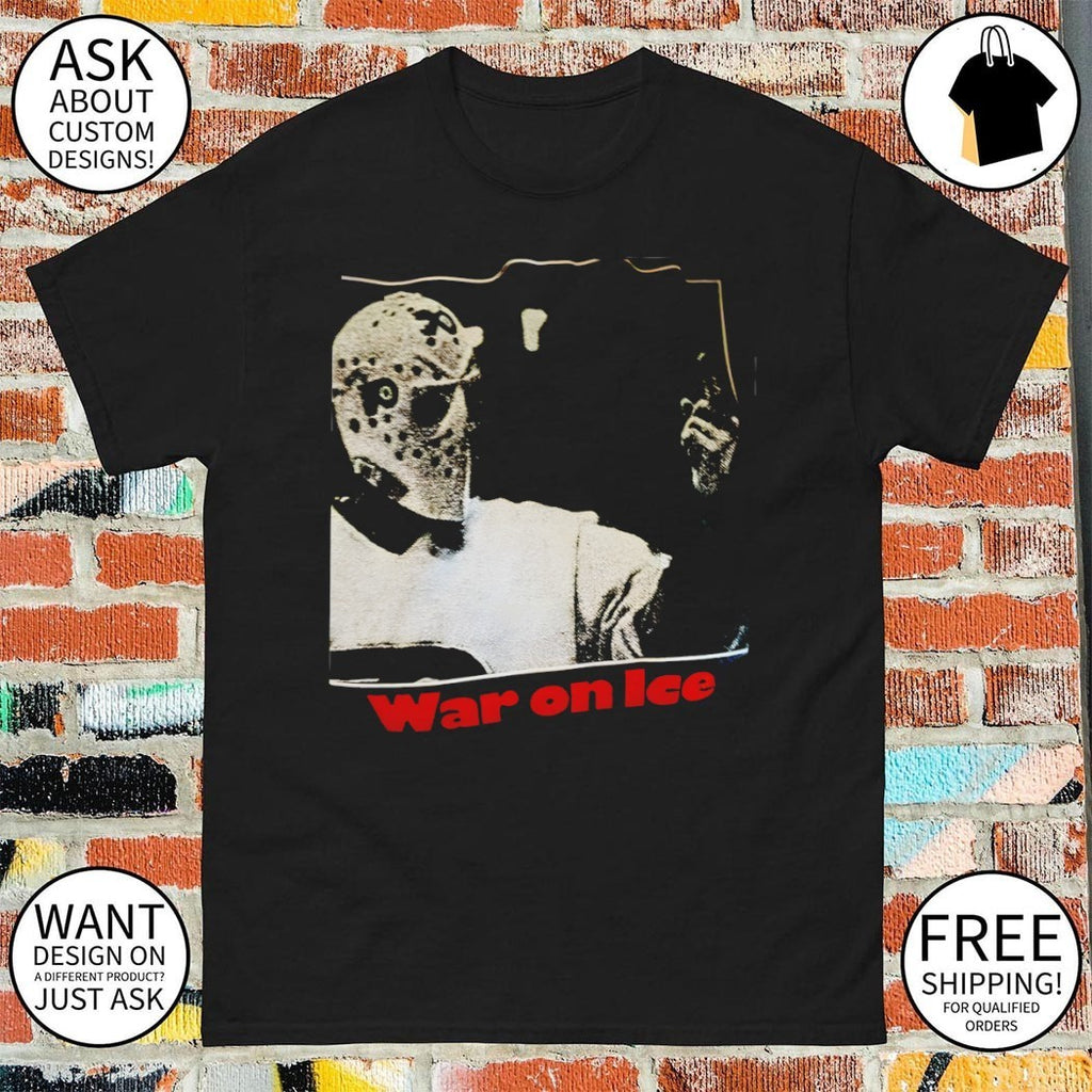 Parent wearing Philadelphia Flyers Hockey mask middle finger war on Ice vintage shirt