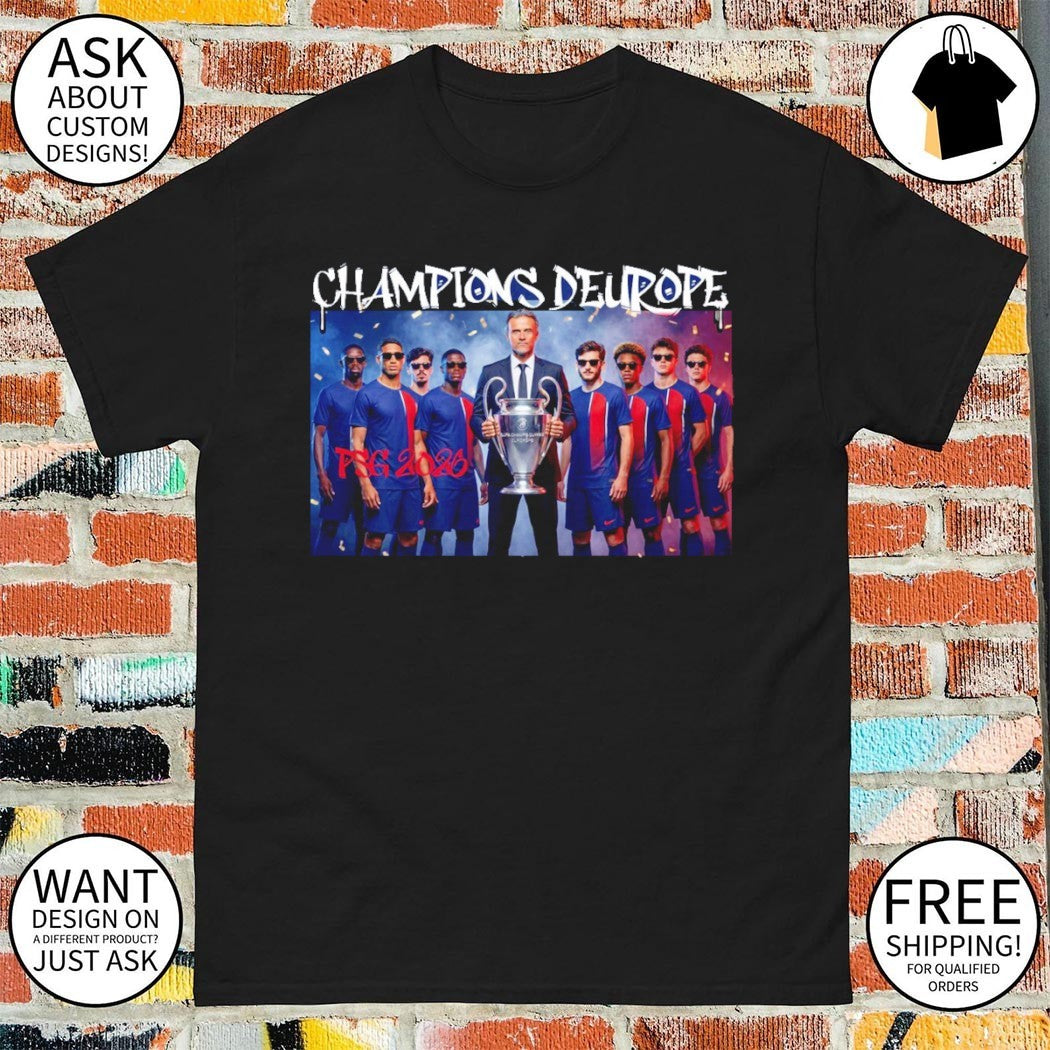 Paris Saint Germain Players with Coach Final UCL 2026 shirt
