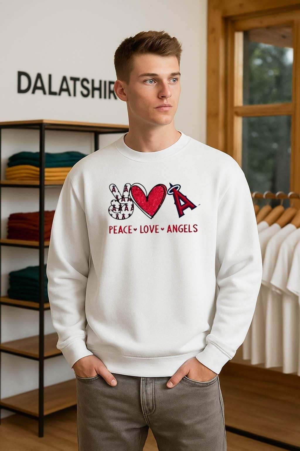 Peace Love Angels Los Angeles Red Heart Baseball shirt
