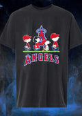 Peanuts Gang Walking with Baseball Gear Los Angeles Angels shirt