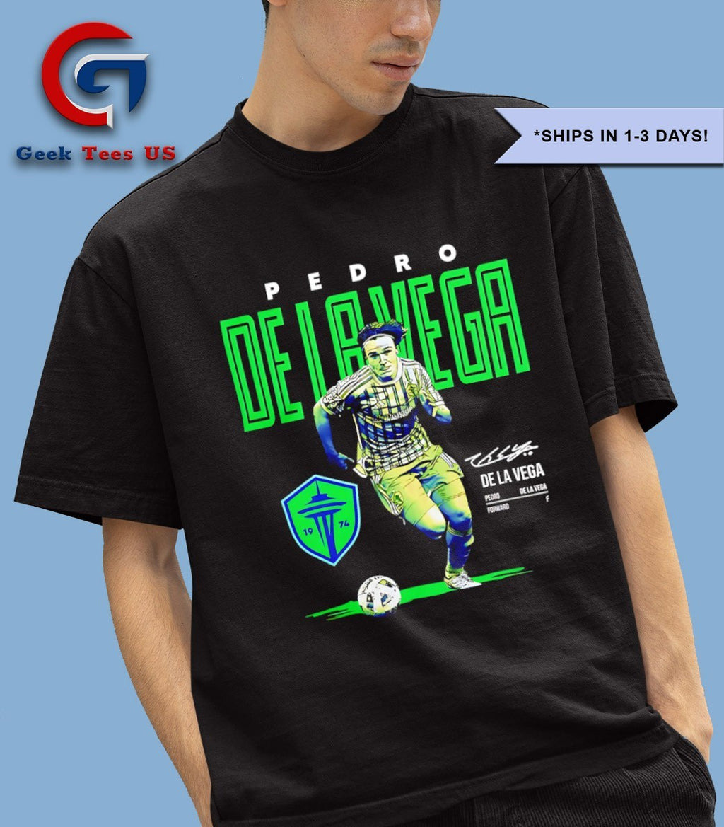 Pedro De La Vega MLS Seattle Sounders 1974 signature graphic shirt