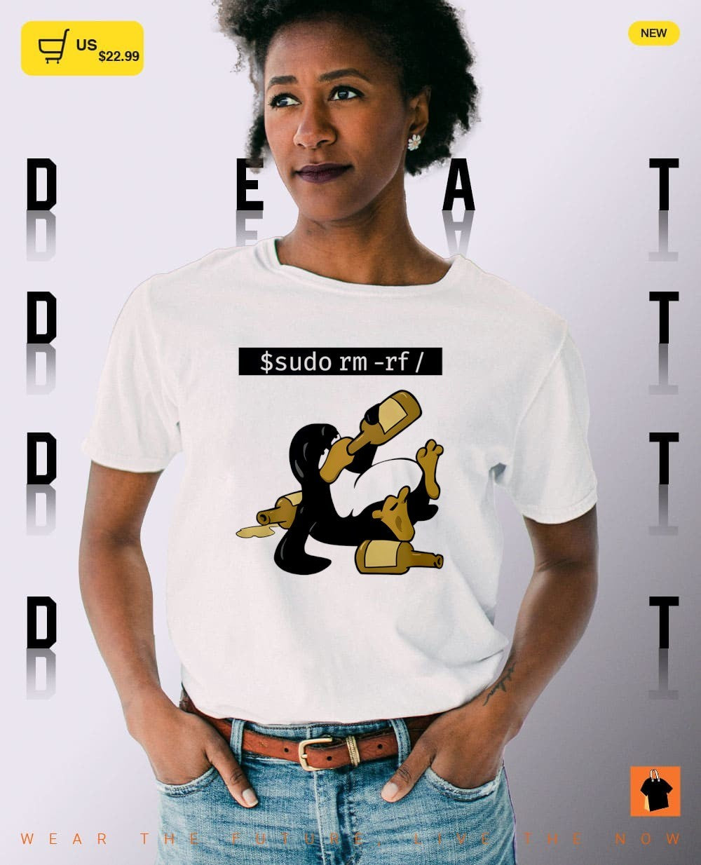 Penguin drunk Funny Linux Tux sudo rm rf shirt