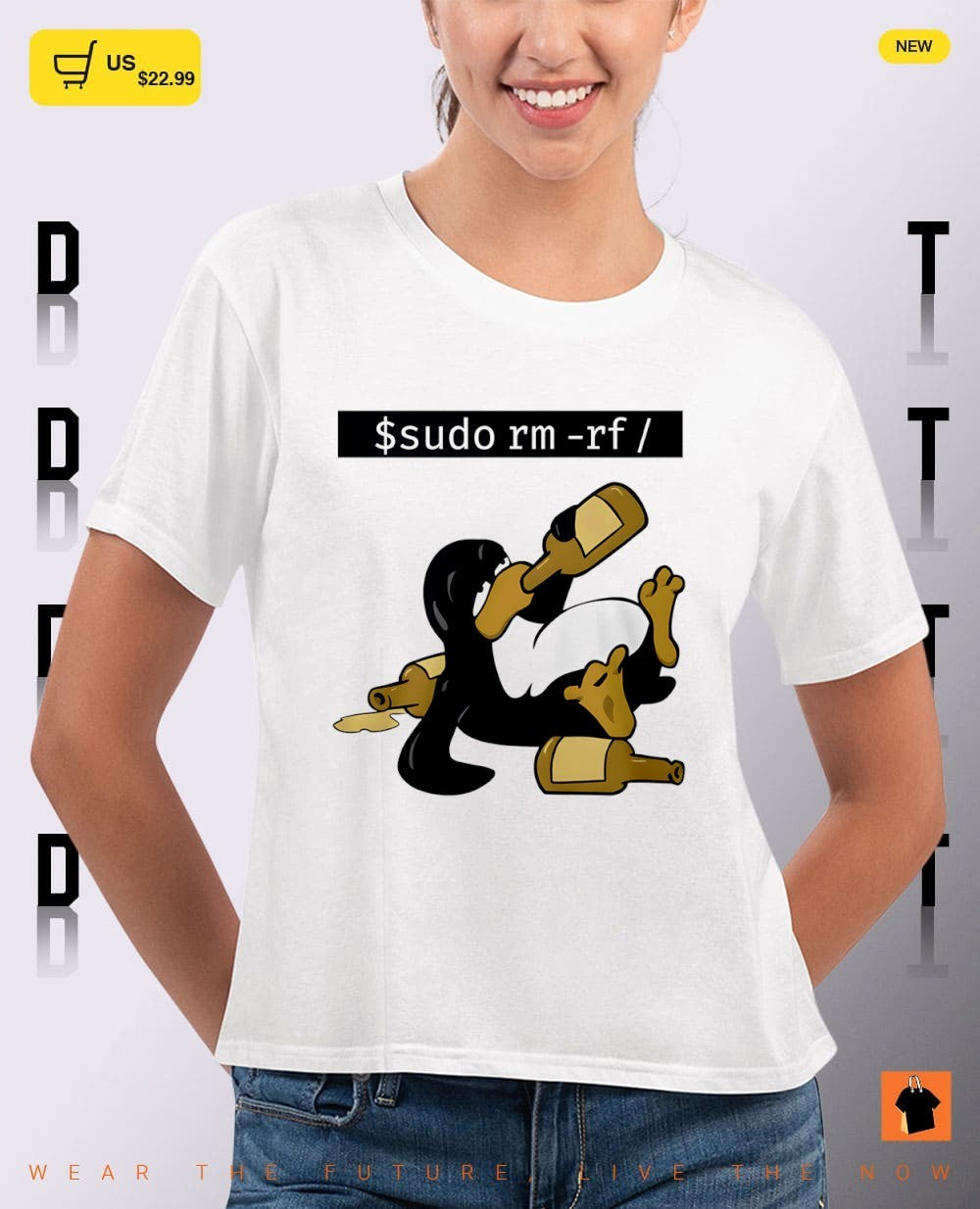 Penguin drunk Funny Linux Tux sudo rm rf shirt