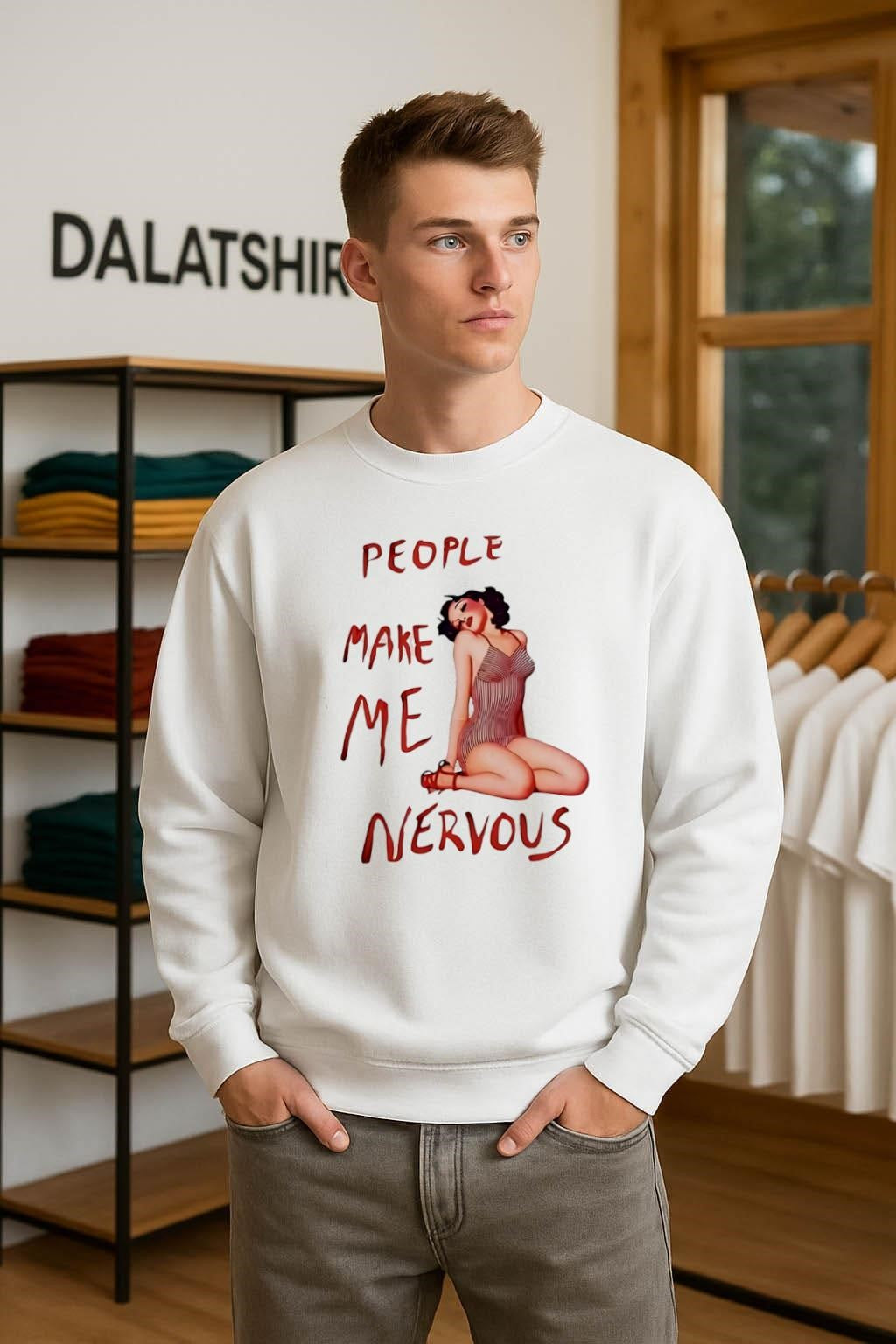 People Make Me Nervous Vintage Pinup Girl shirt