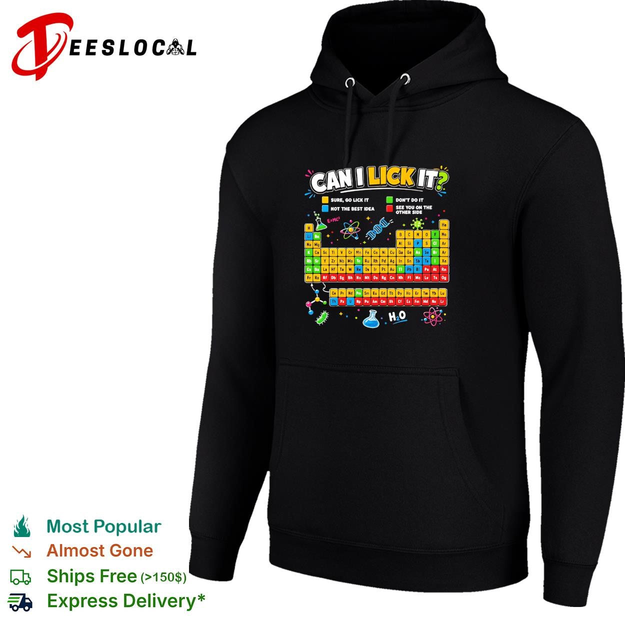 Periodic table chemistry joke science icons can I lick it shirt