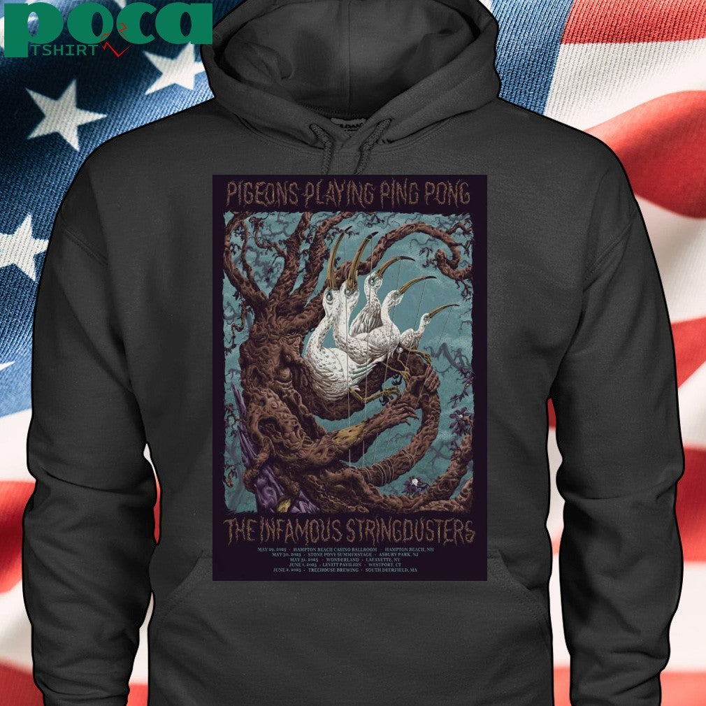 Pigeons Playing Ping Pong And The Infamous Stringdusters May 29 2025 In Hampton Beach NH Poster Shirt