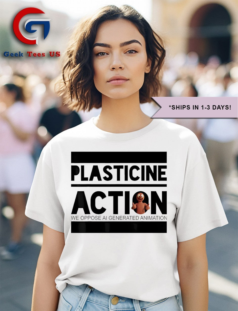 Plasticine Action We Oppose AI Generated Animation shirt