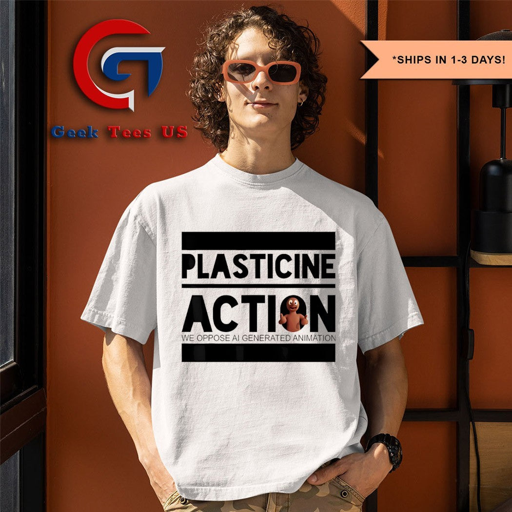 Plasticine Action We Oppose AI Generated Animation shirt