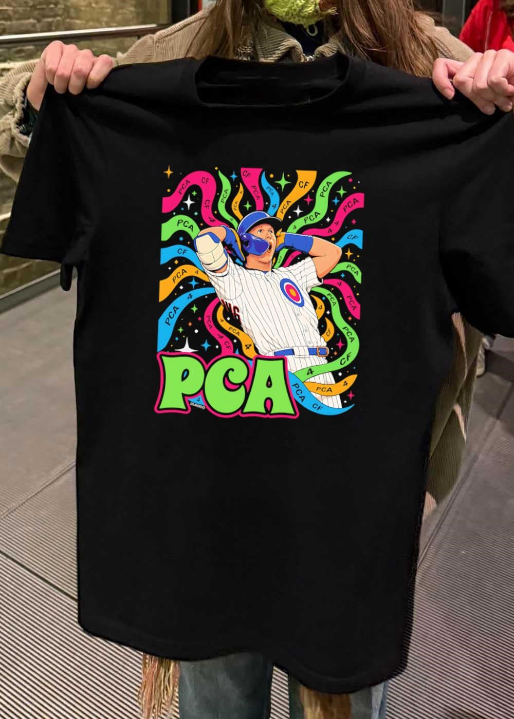 Players T-Shirt Featuring Pete Crow-Armstrong Celebrating a Chicago Cubs PCA