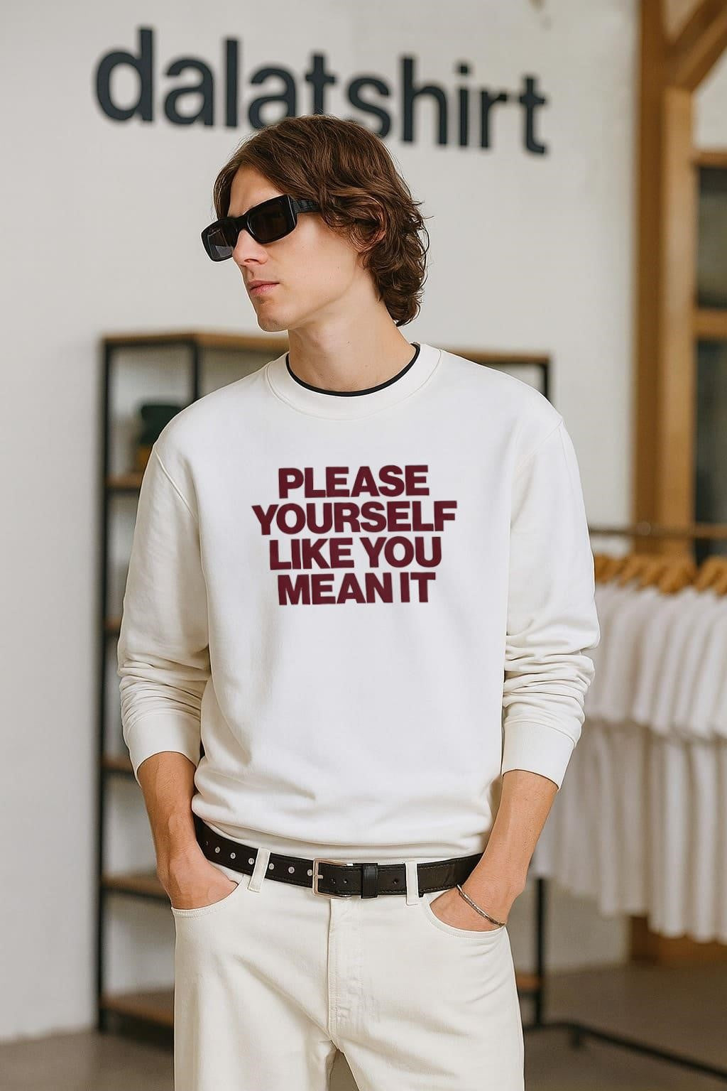 Please Yourself Like You Mean It Bold Text shirt