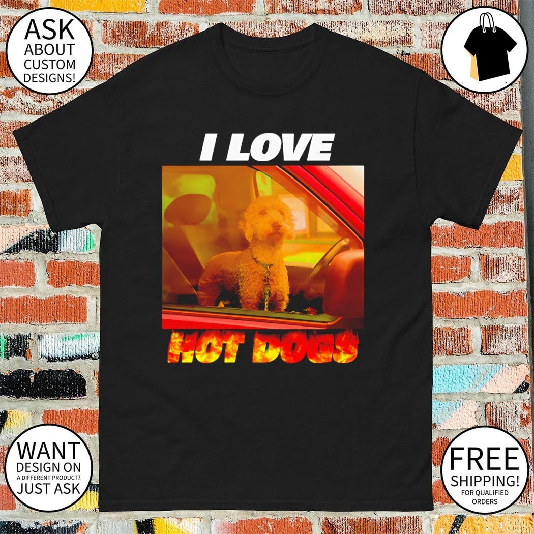 Poodle I love hot dogs shirt