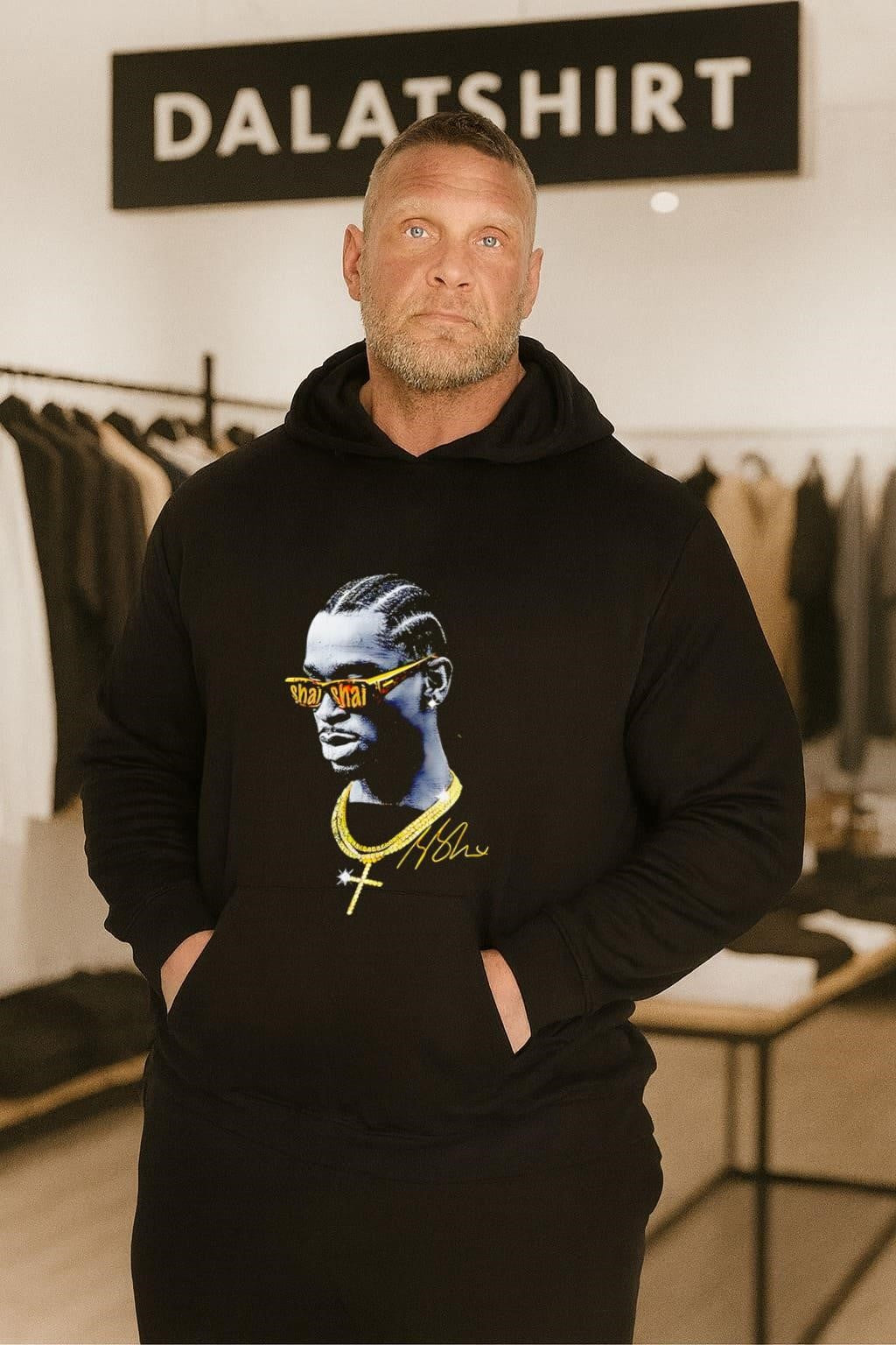 Pop Smoke Shai Gold Chain Diamond Cross Signature shirt