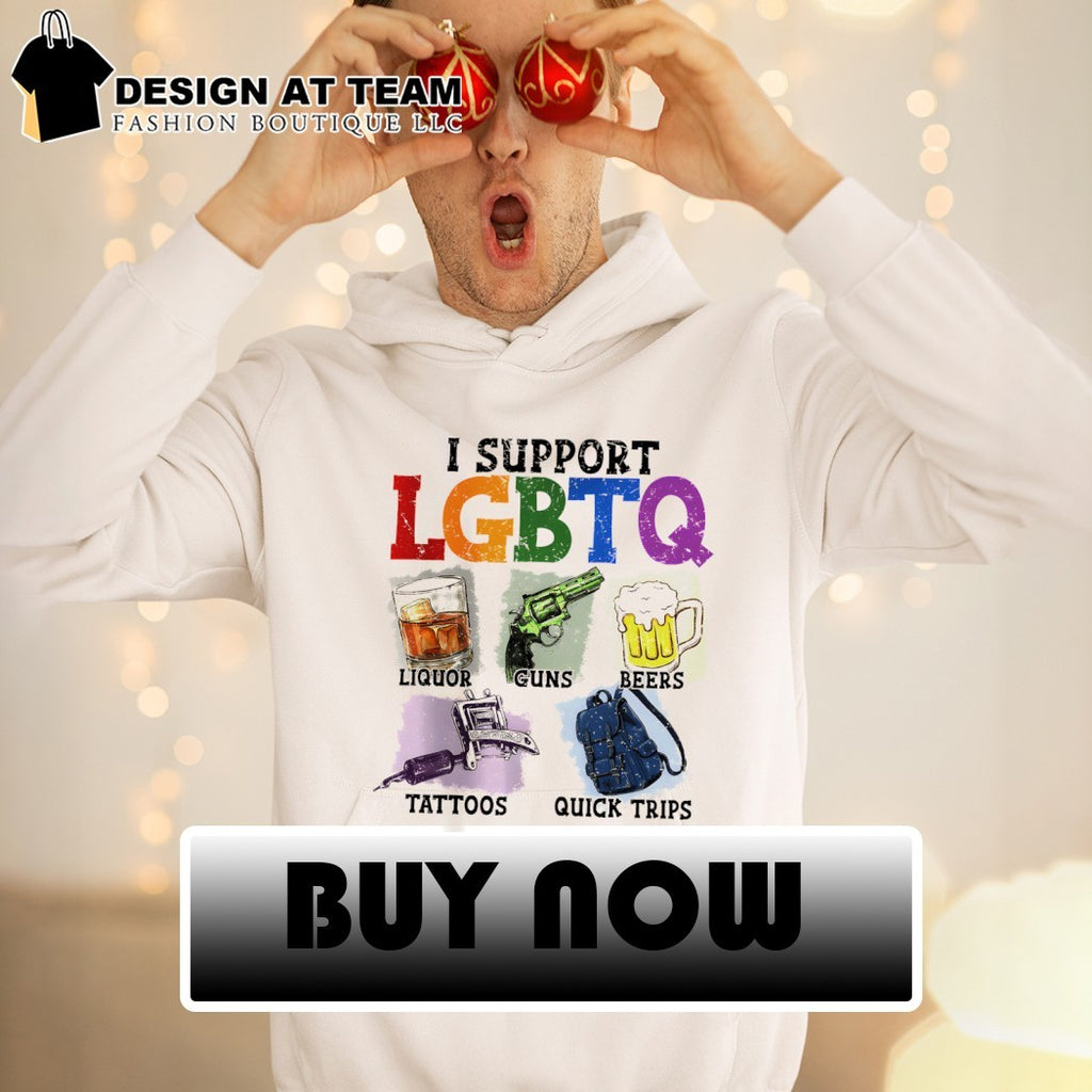 Pride Month Graphic I support LGBTQ liquor guns beers tattoos shirt