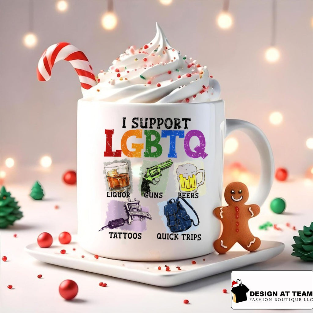 Pride Month Graphic I support LGBTQ liquor guns beers tattoos shirt