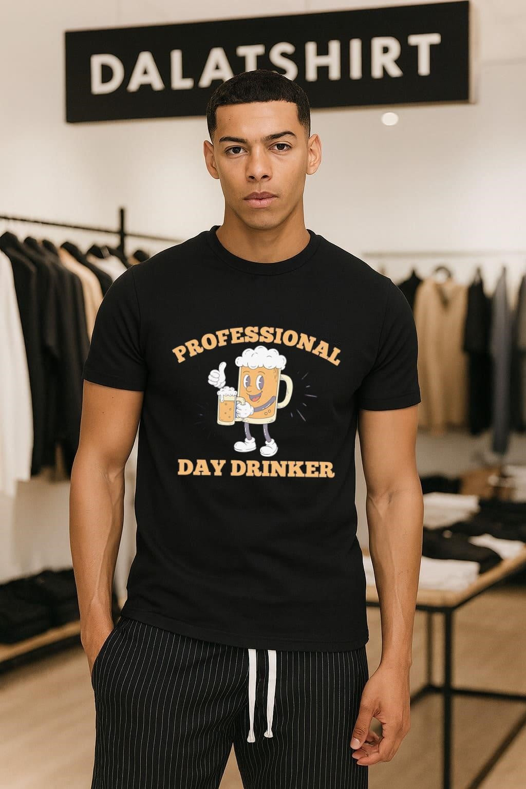 Professional Day Drinker Cartoon Beer Mug Thumbs Up shirt