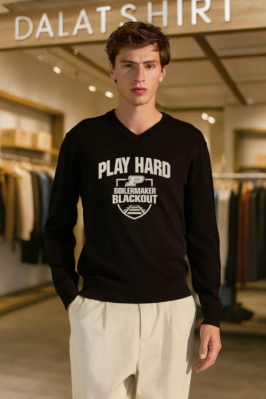 Purdue Play Hard Boilermaker Blackout P Logo shirt