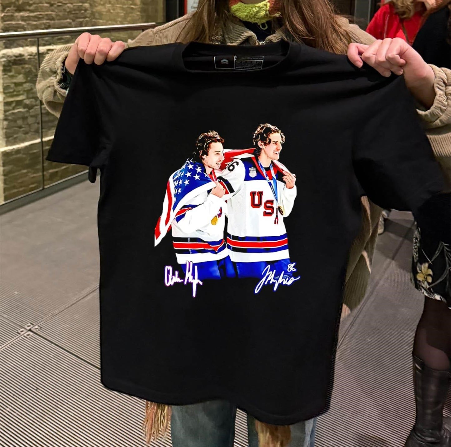 Quinn Hughes And Jack Hughes USA Hockey Gold shirt