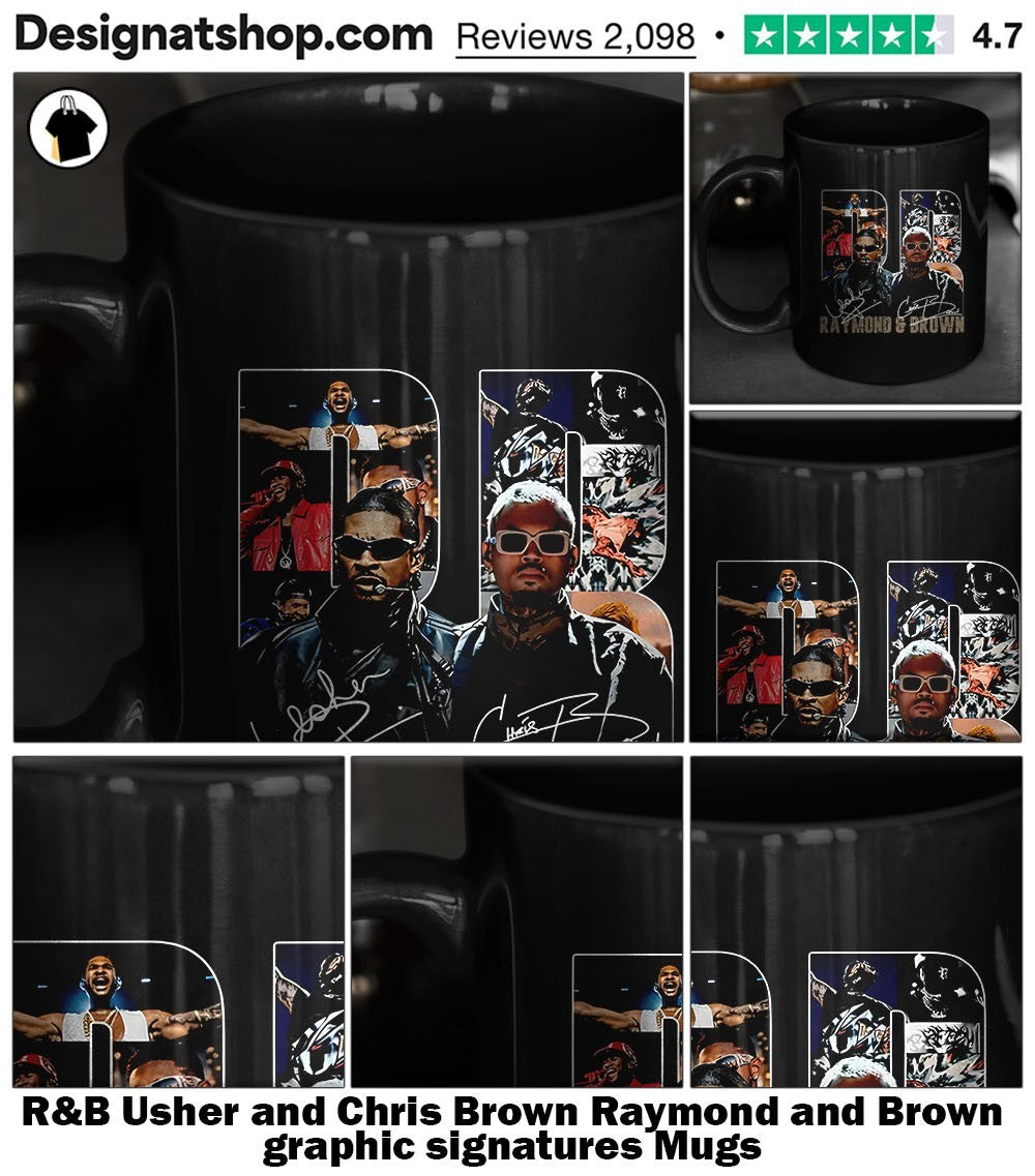 R&B Usher and Chris Brown Raymond and Brown graphic signatures shirt