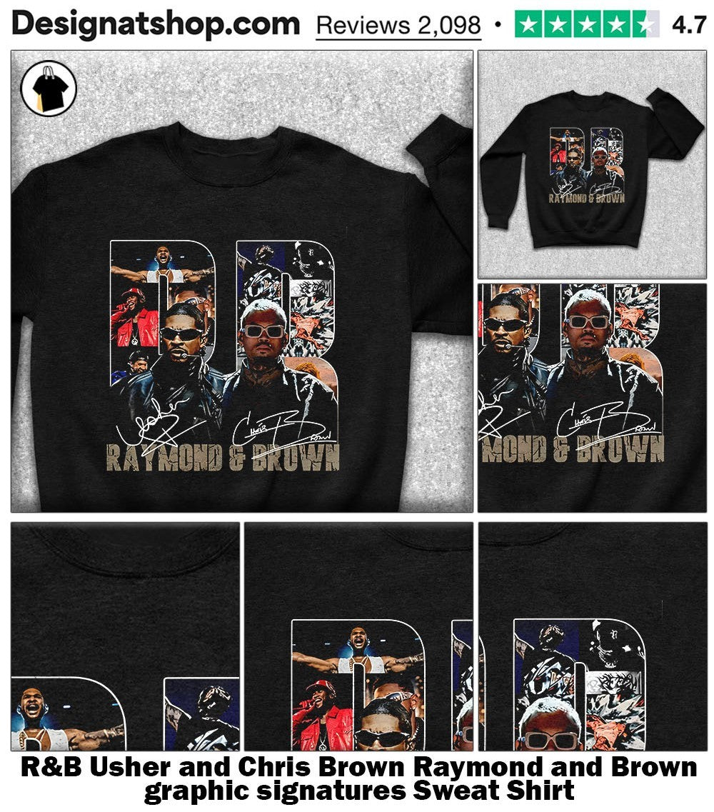 R&B Usher and Chris Brown Raymond and Brown graphic signatures shirt