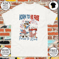 Raccoon Born to Be Free Forced to Work Independence Day 2026 shirt