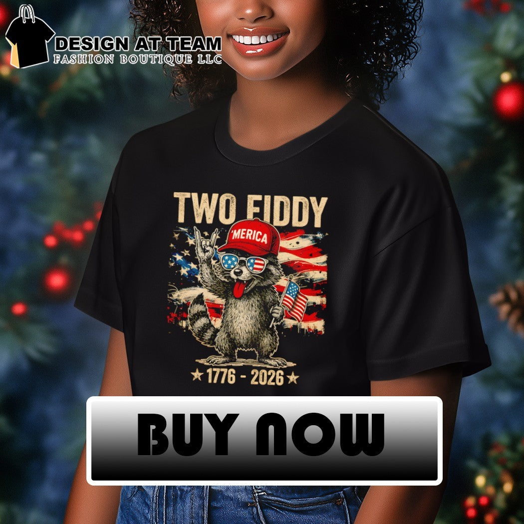 Raccoon Patriot ‘Merica Flag Animal 1776 2026 Two Fiddy shirt