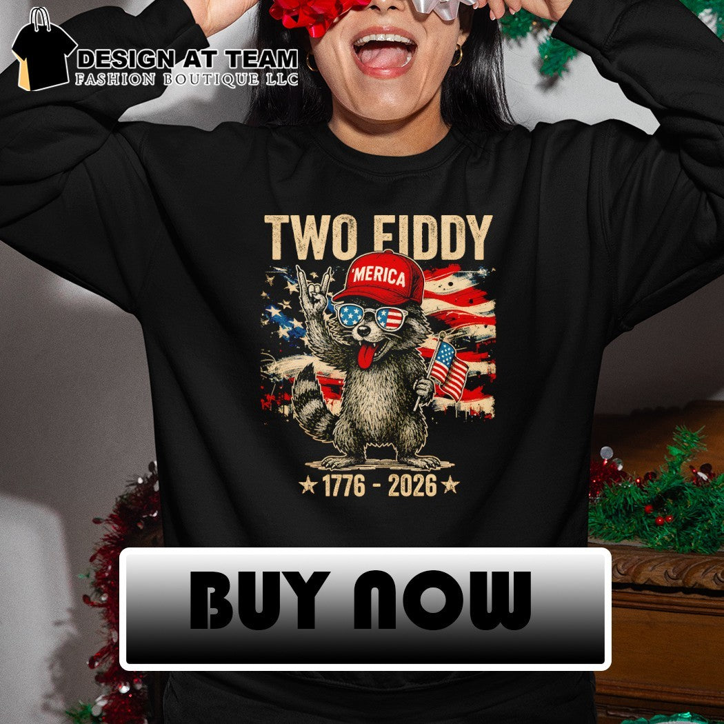 Raccoon Patriot ‘Merica Flag Animal 1776 2026 Two Fiddy shirt