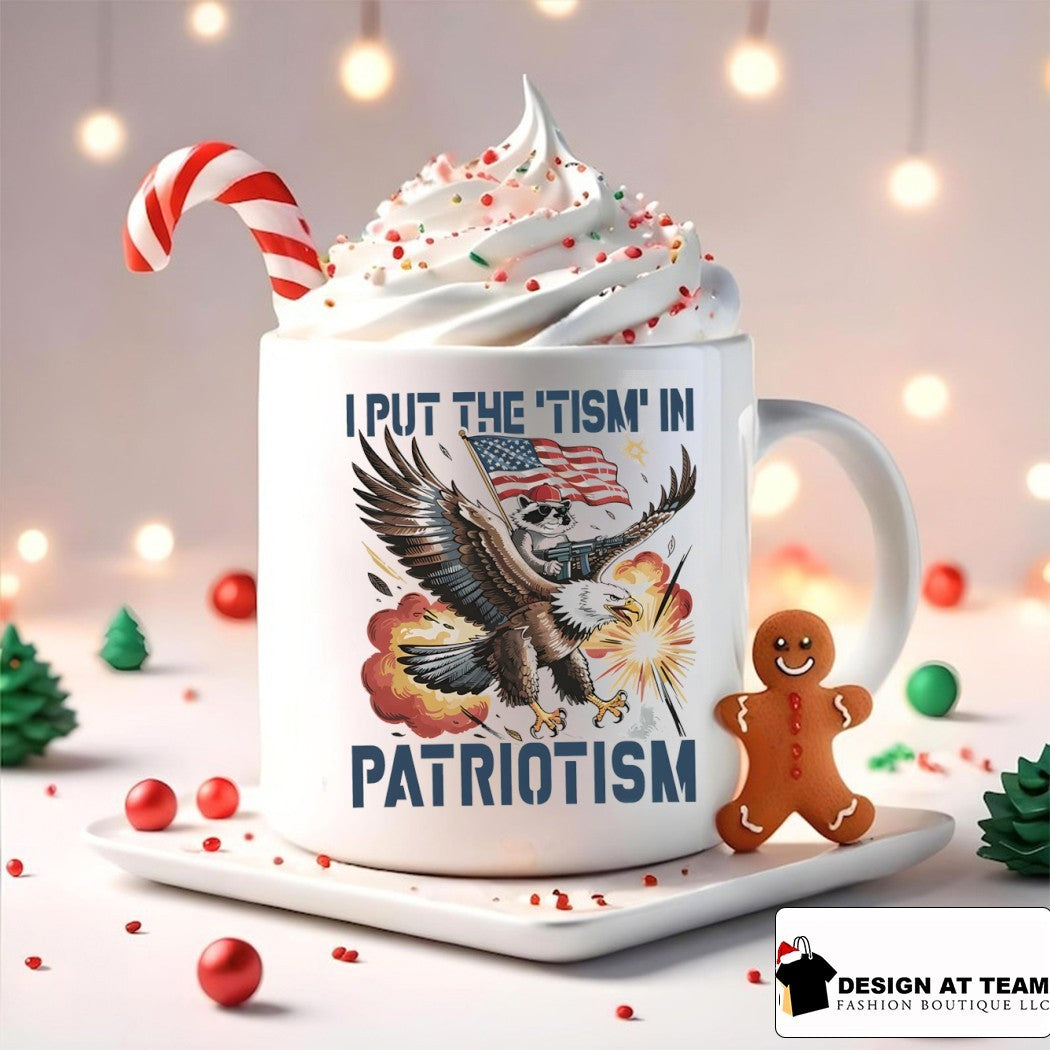 Raccoon eagle American flag rifle I put the ’tism in patriotism 4th of July shirt