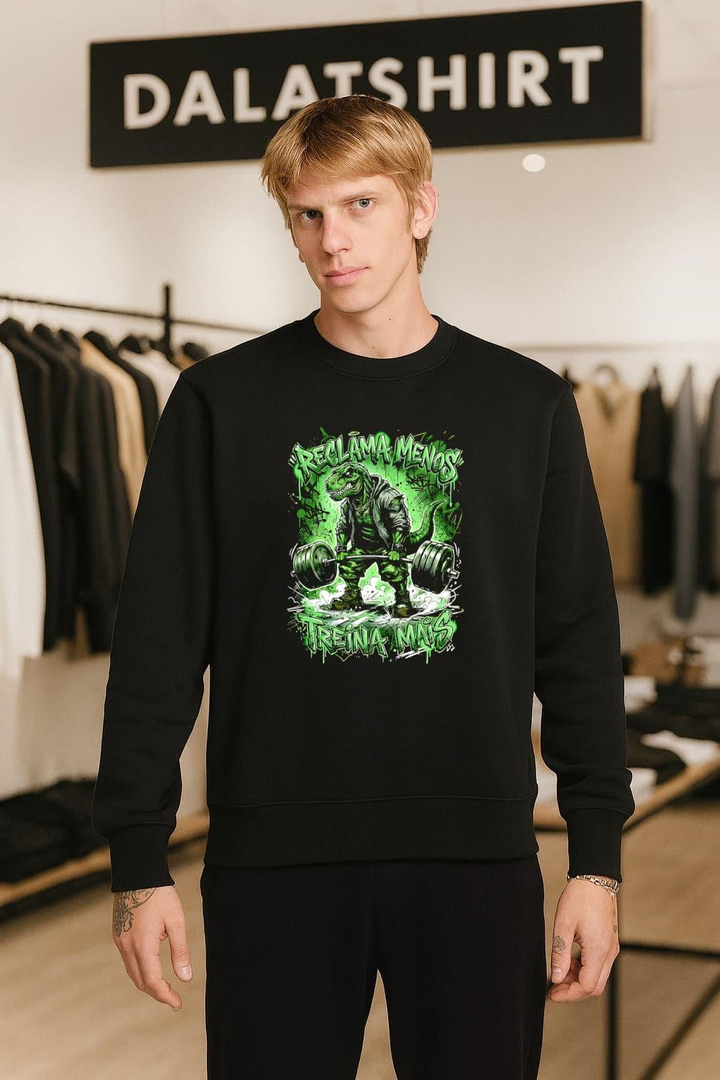 Reclama Menos Treina Mais T-Rex Gym Weightlifting shirt