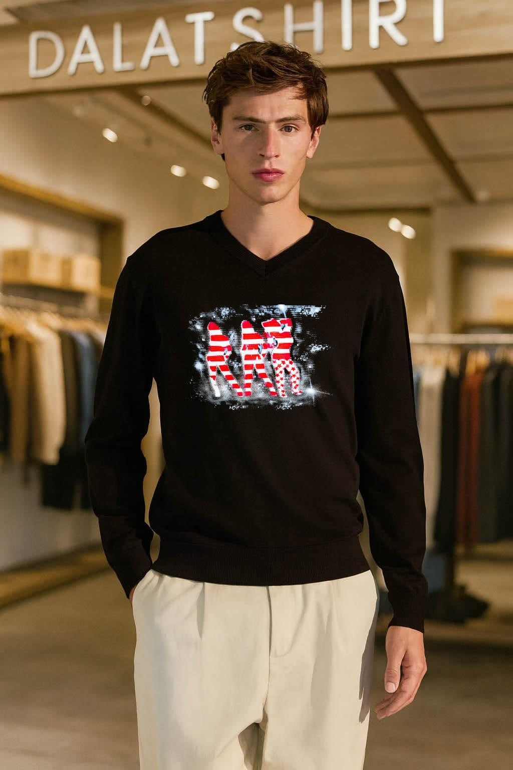 Red And White Striped Silhouettes Stars Graphic Art shirt