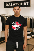 Red Black Ninja Baseball Mask Circular Graphic Sports shirt