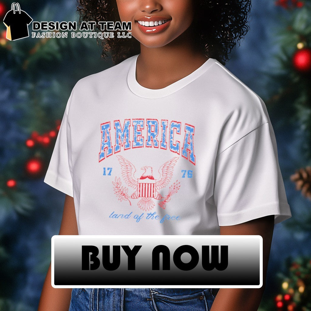 Red White and Blue America land of the free 1776 4th of July shirt