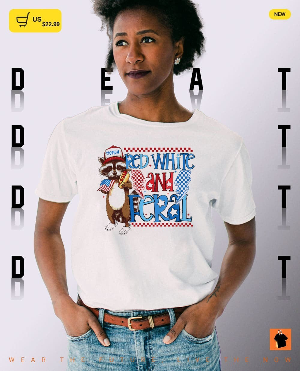 Red White and Feral Funny Raccoon 4th Of July shirt