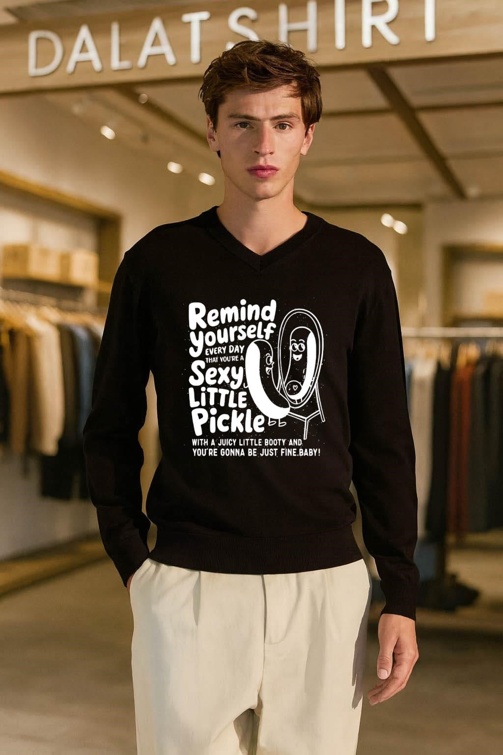 Remind Yourself Every Day Sexy Little Pickle Booty Mirror Cartoon shirt