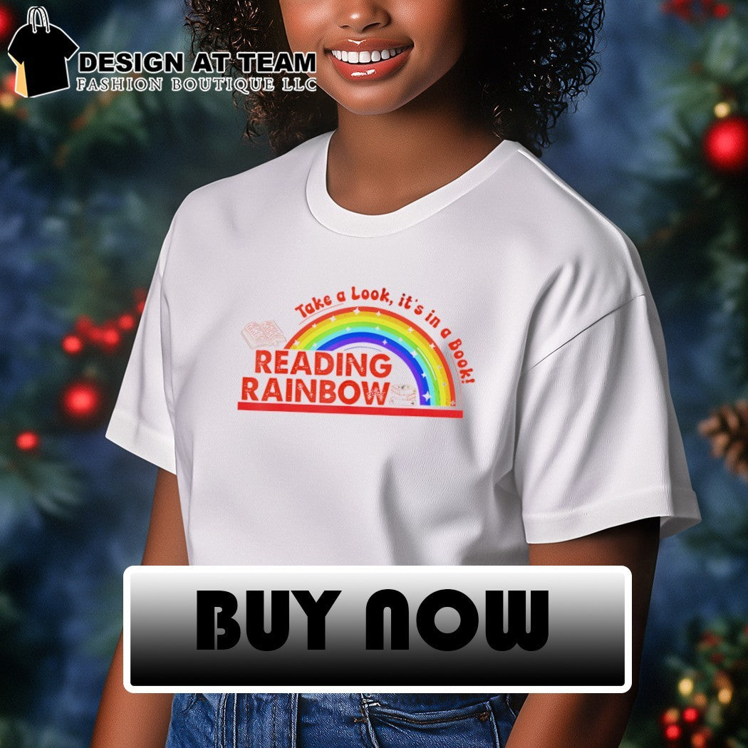 Retro rainbow take a look it’s in a book reading bookworm shirt