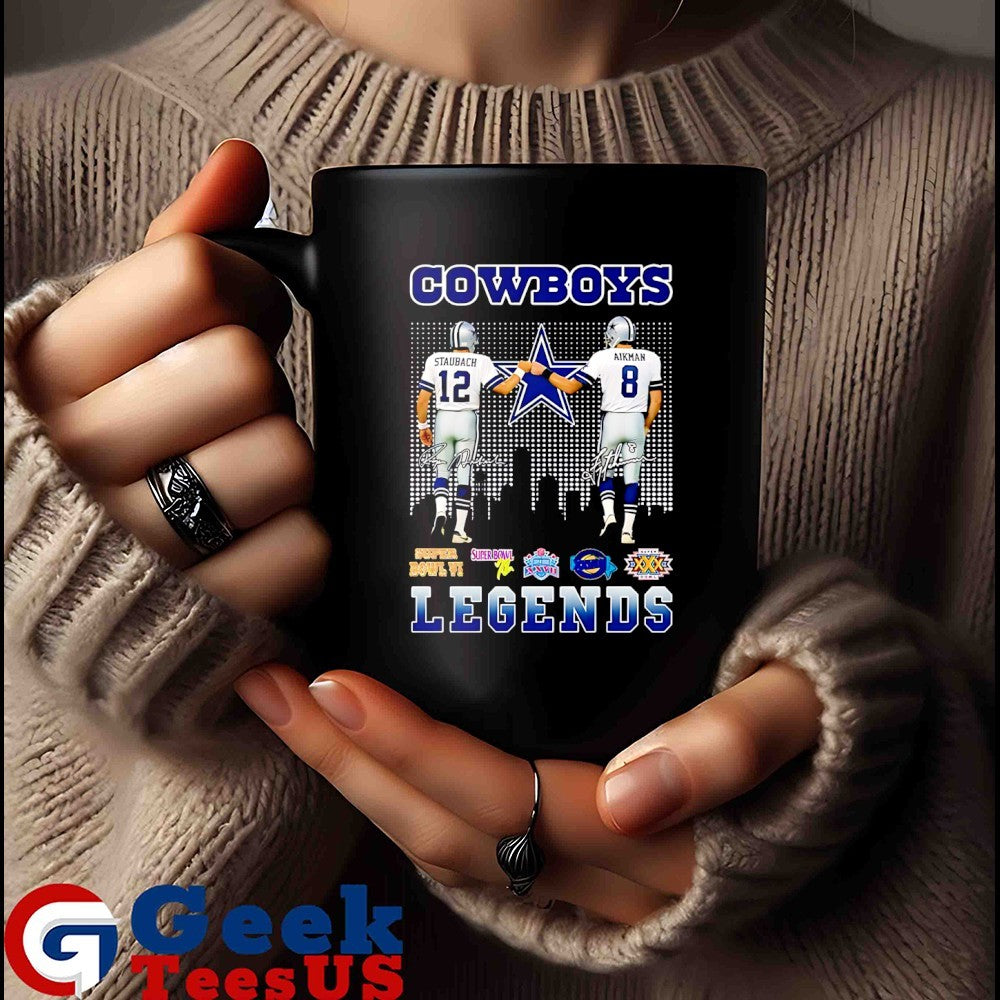 Roger Staubach fist bump Troy Aikman Dallas Cowboys Football Legends 2025 signature shirt