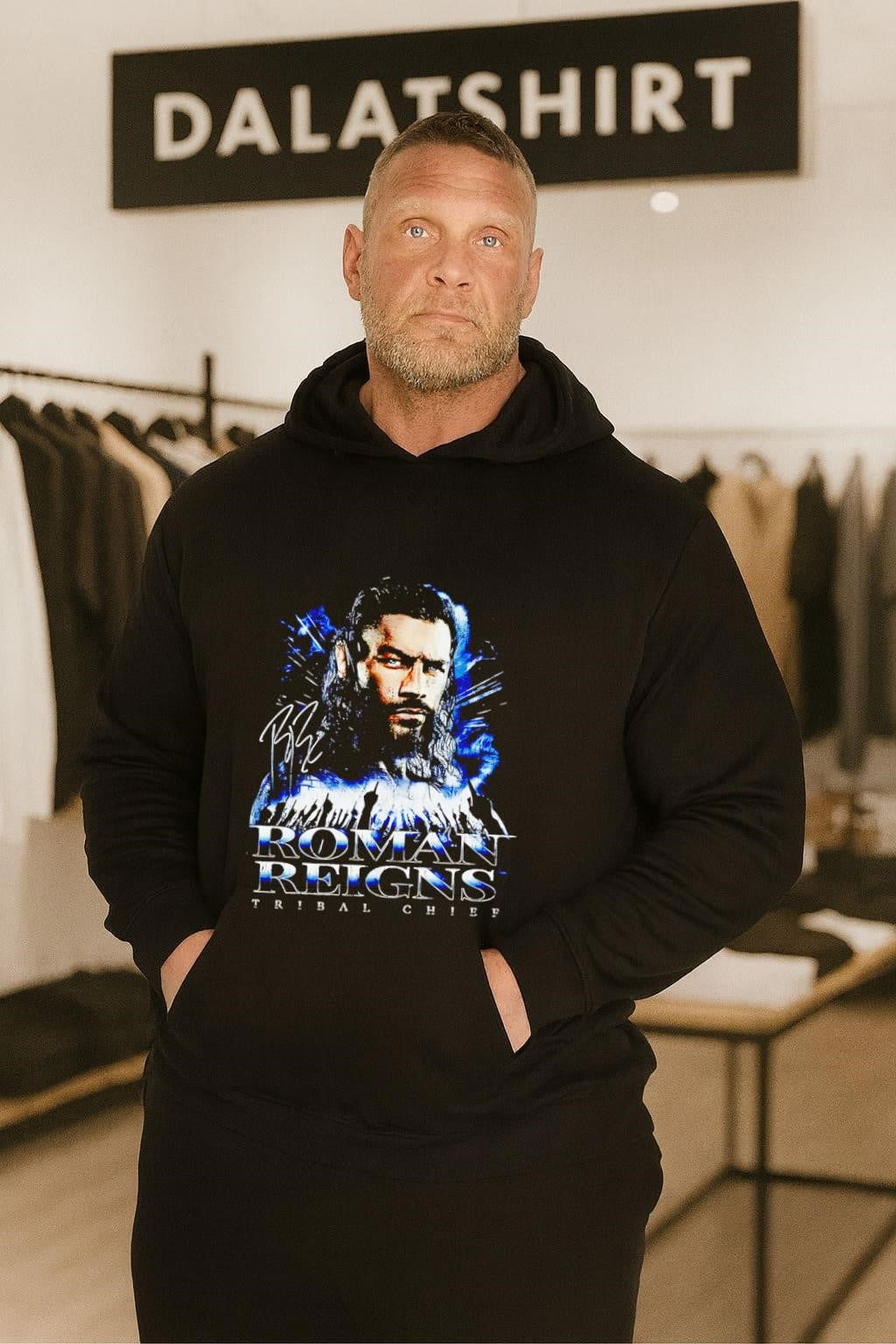 Roman Reigns Tribal Chief Blue Smoke Signature Crowd Silhouette shirt