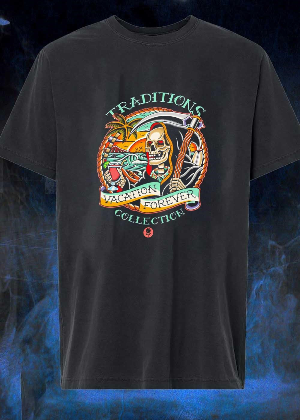 Rose Traditions Vacation Forever Collection Grim Reaper Drinking Cocktail shirt