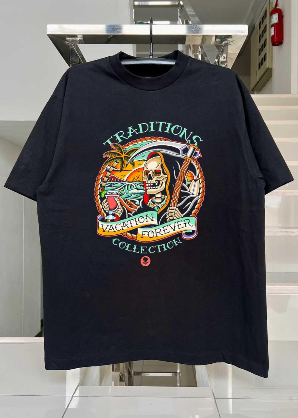 Rose Traditions Vacation Forever Collection Grim Reaper Drinking Cocktail shirt
