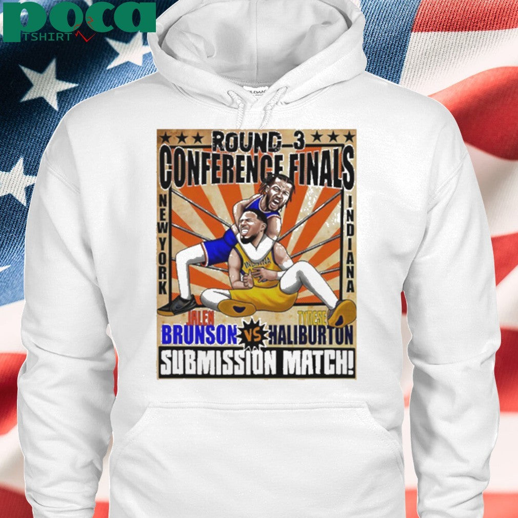 Round 3 Conference Finals Jalen Brunson vs Tyrese Haliburton submission match caricature shirt