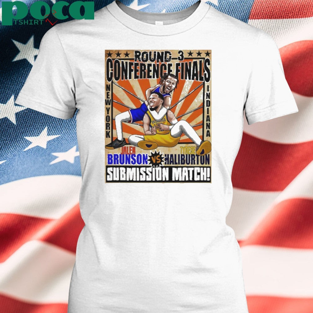 Round 3 Conference Finals Jalen Brunson vs Tyrese Haliburton submission match caricature shirt
