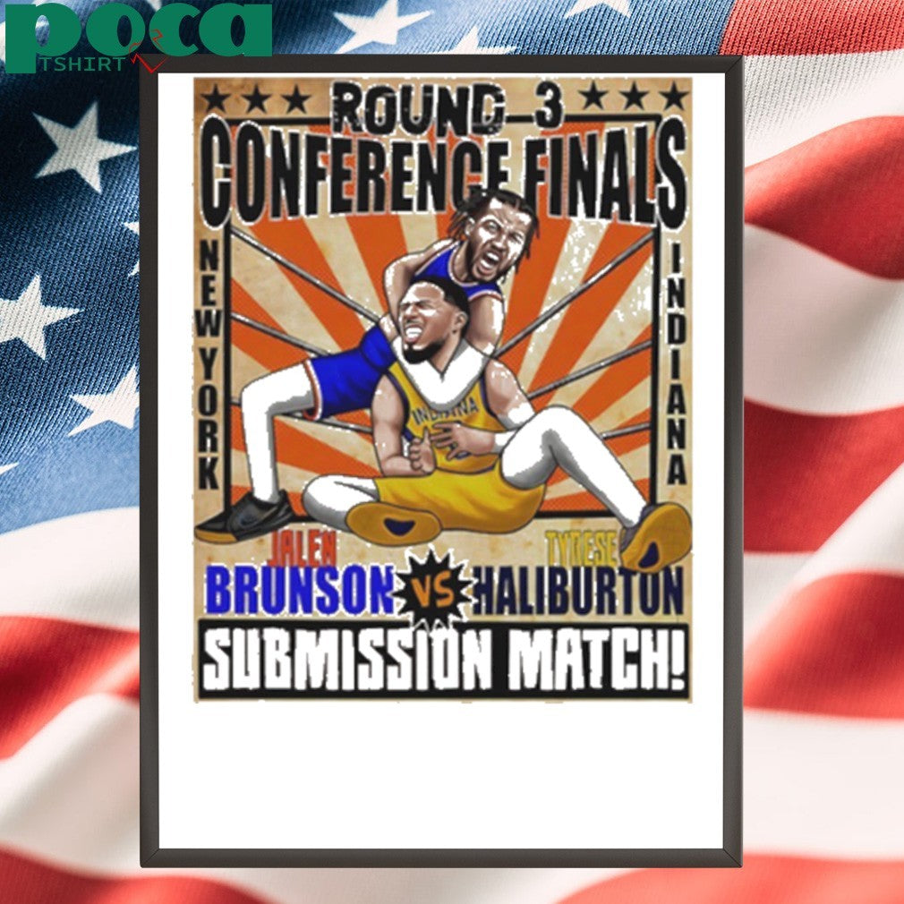 Round 3 Conference Finals Jalen Brunson vs Tyrese Haliburton submission match caricature shirt