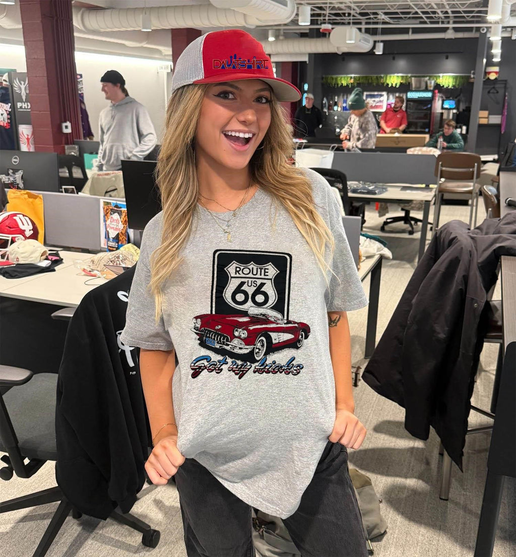 Route US 66 Classic Red Corvette Got My Kicks Car shirt