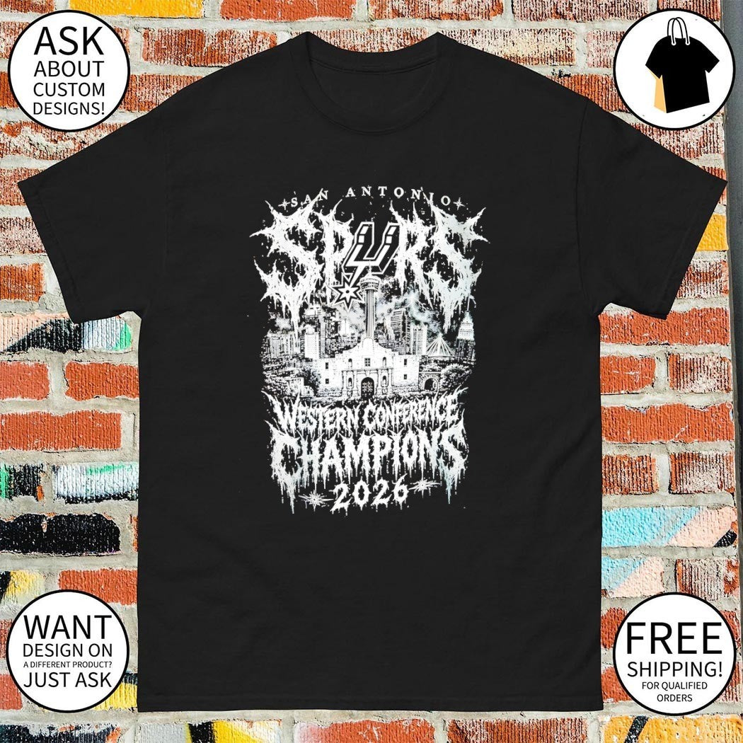 San Antonio Spurs 2026 Western Conference Champions Black Metal text shirt