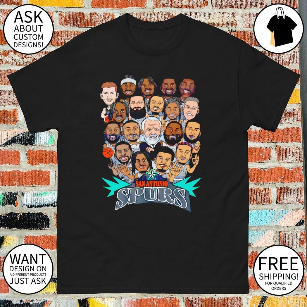 San Antonio Spurs Caricature Artwork for the 2026 shirt
